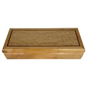 Hand Made Rectangle Wooden Jewelry Box Velvet Lining Hinged Lid Birdseye Maple